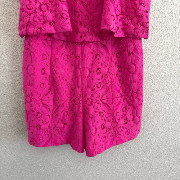 Lilly Pulitzer Celyn Romper Magenta Pink Tic Tac Tile Lace Size 2 - Picture 4 of 9